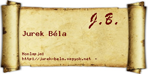 Jurek Béla névjegykártya